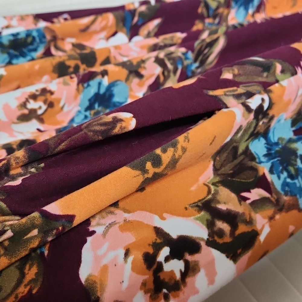 Hazel Blues Boutique Wine Colored Floral Print Maxi 4XL - Picture 5 of 6